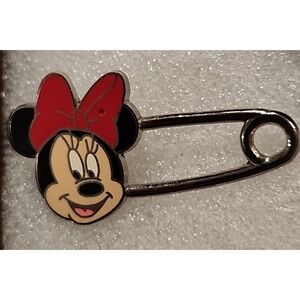 Disney Pin Minnie Mouse Safety Pin 2010 Shaped Silver Colored Metal 77633